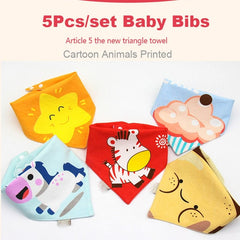 5Pcs/Set Baby Bibs Triangle Double Cotton Bandana Bibs Baby Boys Girls Babador Feeding Smock Infant Burp Cloth Baby Saliva Towel