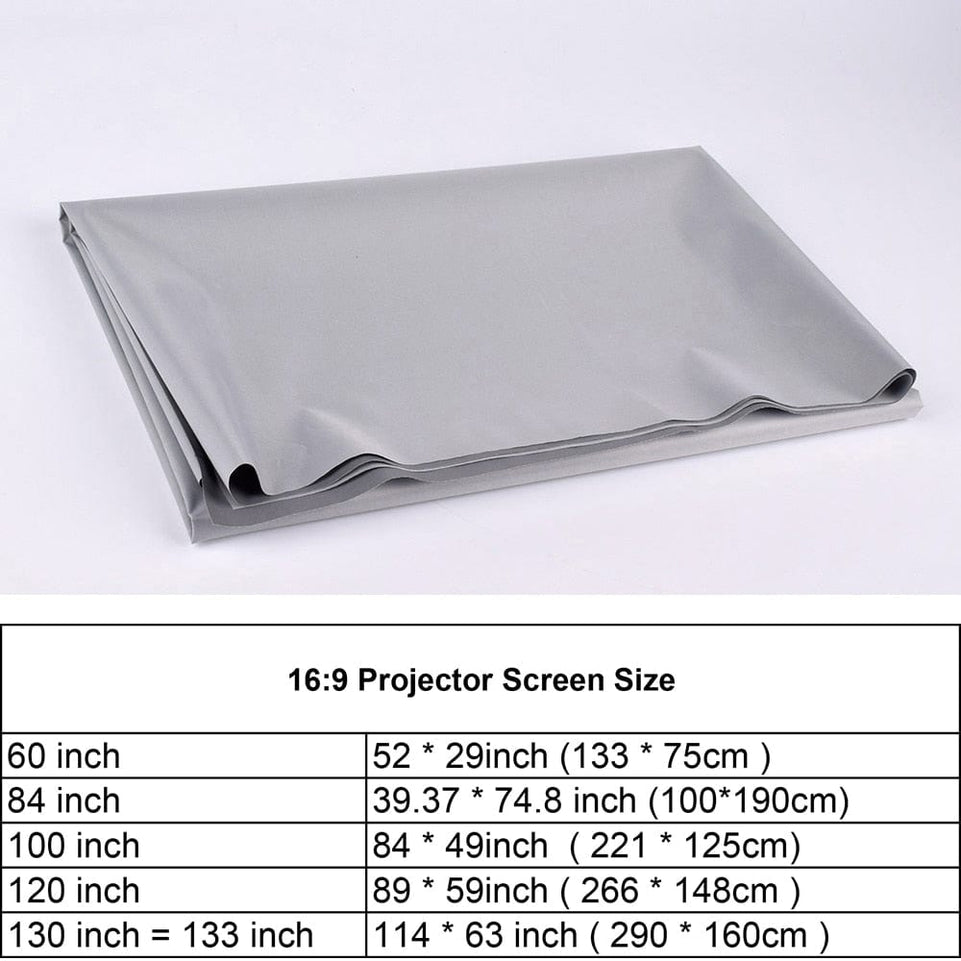 High Brightness Reflective Projector Screen 60 100 130 inch 16:9 Fabric Cloth Projection Screen for Espon BenQ TD98 Home Beamer