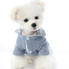 Thicken Warm Dog Coat Winter Puppy Cat Plaid Shirt Sweater Jacket For Small Dogs Bichon Knitwear Sweatshirt Jacket Pet Clothes L