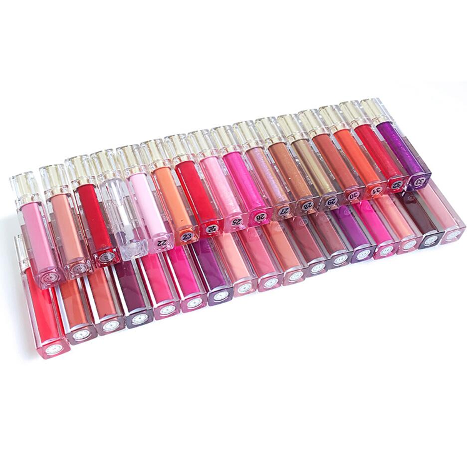 50pcs/lot Private Label Lipgloss  Moisturizing Shiny Glitter Glossy Makeup Lip Gloss Custom Liquid Lipstick Bulk