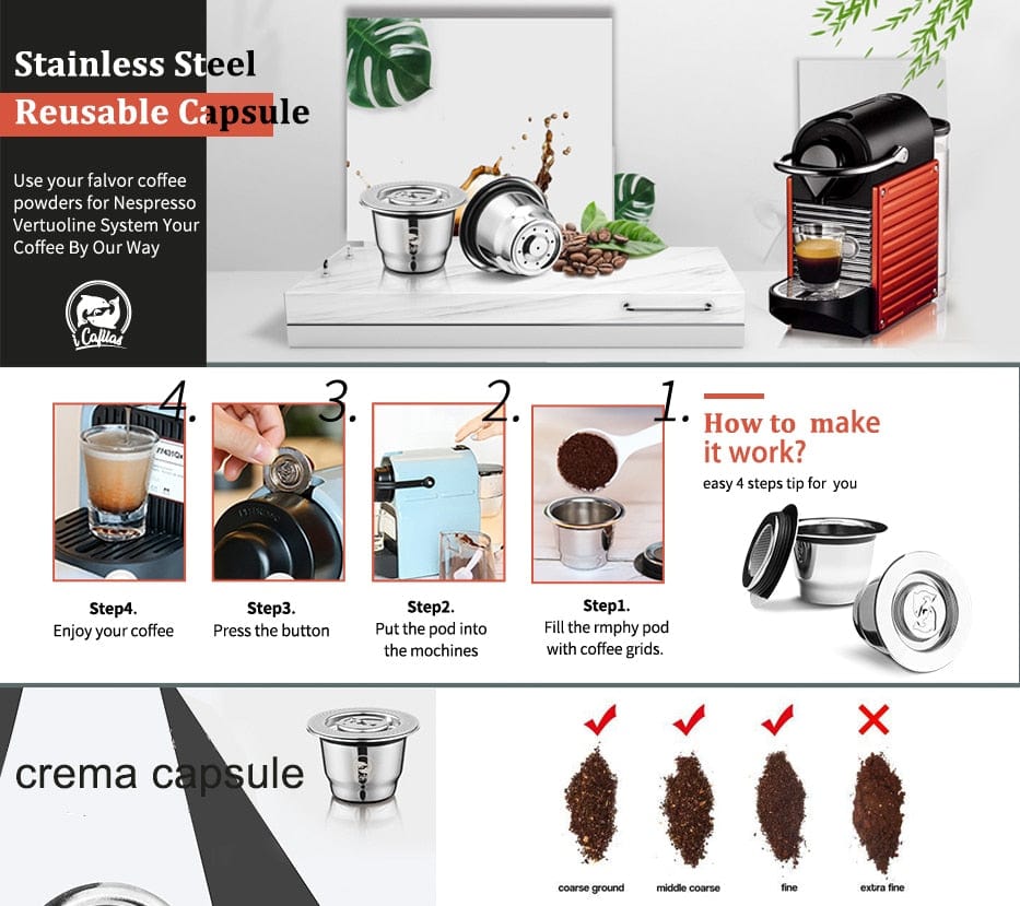 ICafilasCapsule For Nespresso Reutilisable Refillable Capsule Crema Espresso Reusable Refillable Coffee Filter - Wowza