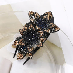 Rhinestone Hairpin Flower Leaf Butterfly Duckbill Hair Claws Retro Hair Clips Accessories For Women Shinning Ponytail Headwear