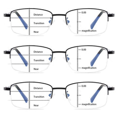 Progressive Multifocus Computer Reading Glasses Blue Light Blocking Titanium Alloy Spring Hinge Multifocal Readers Eyeglasses