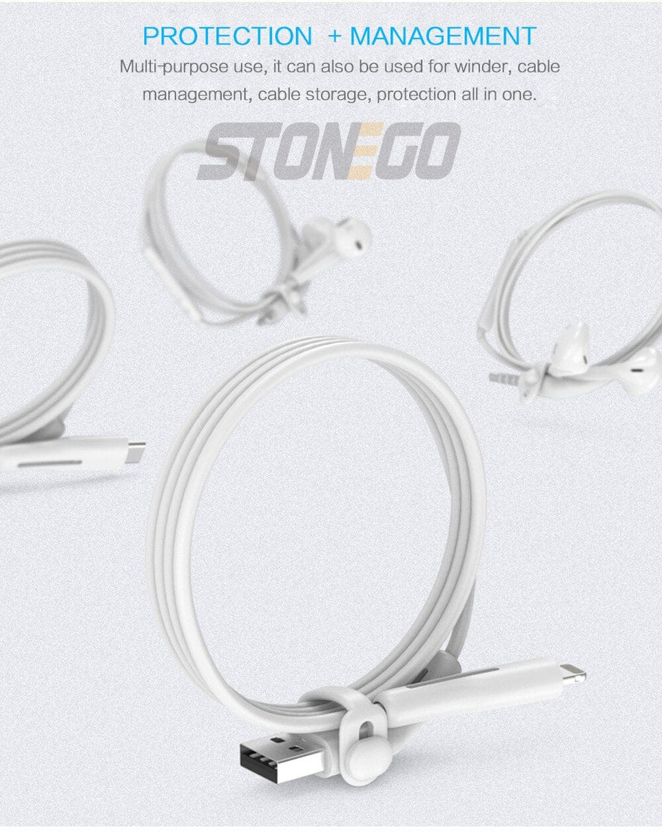 STONEGO 2 in 1 Charging Cable Protector Phones Cable holder Cover cable winder clip USB Charger Cord management cable organizer