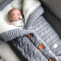 Autumn and Winter Stroller Baby Sleeping Bag Outdoor Button Baby Knitted Sleeping Bag Wool Brushed and Thick Baby's Blanket