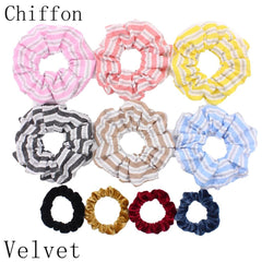 Scrunchies Set Hair Accessories Velvet Chiffon ties band Sequins organza Ponytail Holder Headwear No Crease Leopard Solid  10pcs