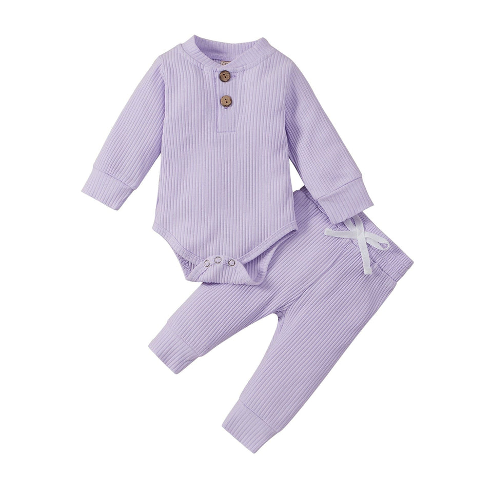 16 Colors Baby Outfits Solid Sets Infant Toddler Newborn Girls Boys Autumn Winter Baby Girl Boy Long Sleeve Romper Pants 0-24M