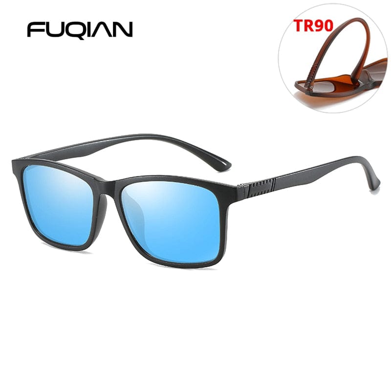 FUQIAN Light Weight TR90 Men Sun Glasses Classic Square Polarized Sunglasses For Male High Quality Driving Eyewear UV400