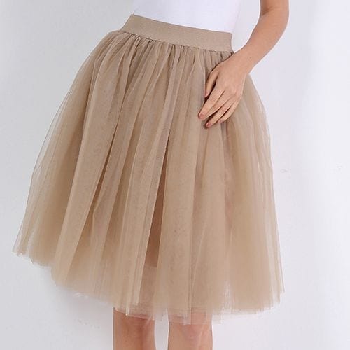 Quality 5 Layers Fashion Tulle Skirt Pleated TUTU Skirts Womens Lolita Petticoat Bridesmaids Midi Skirt Jupe Saias faldas