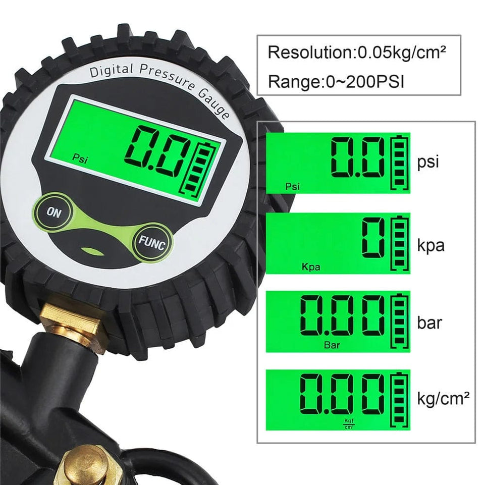 Car Tyre Pressure Gauge Air Inflator EU Adapter Vehicle Tester LCD Digital Test Inflation Monitoring Manometer Motorcycle Bike