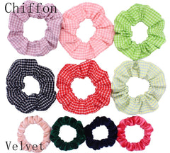 Scrunchies Set Hair Accessories Velvet Chiffon ties band Sequins organza Ponytail Holder Headwear No Crease Leopard Solid  10pcs