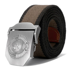 New Men & Women High Quality Belt 3D Soviet National Emblem Canvas Military Belt Soviet Memory CCCP Luxury Jeans Tactical Belt