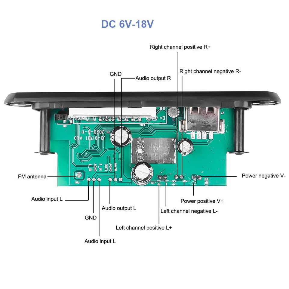DC 5V 18V 50W Amplifier MP3 Decoder Board Bluetooth V5.0 Car MP3 Player USB FM AUX Radio Recording Module For Speaker Handsfree