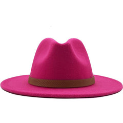 Women Wide Brim Wool Felt Jazz Fedora Hats Panama Style Ladies Trilby Gambler Hat Fashion Party Cowboy Sunshade Cap