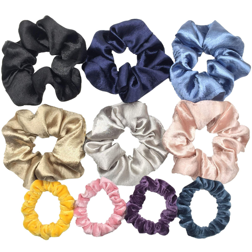 Scrunchies Set Hair Accessories Velvet Chiffon ties band Sequins organza Ponytail Holder Headwear No Crease Leopard Solid  10pcs