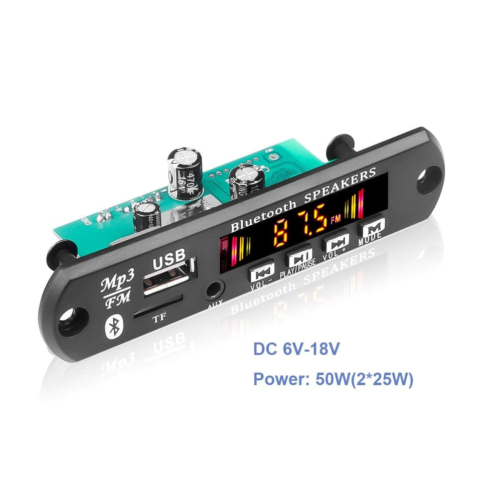 DC 5V 18V 50W Amplifier MP3 Decoder Board Bluetooth V5.0 Car MP3 Player USB FM AUX Radio Recording Module For Speaker Handsfree