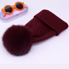 2022 New winter hat luxury quality Fox fur pompom hats beanie High quality Girls women bonnet winter hats for women