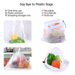 5pcs Colorful Reusable Fruit Vegetable Bags Net Bag Produce Washable Mesh Bags Kitchen Storage Bags Toys Sundries - Wowza