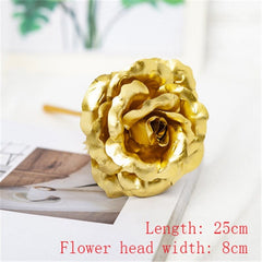 LED Enchanted Galaxy Rose Eternal 24K Gold Foil Flower with String Lights In Dome for Home Decor Christmas Valentine's Day Gift