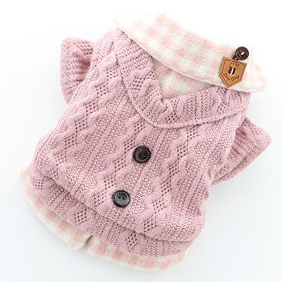 Thicken Warm Dog Coat Winter Puppy Cat Plaid Shirt Sweater Jacket For Small Dogs Bichon Knitwear Sweatshirt Jacket Pet Clothes L