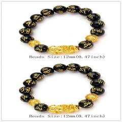 Pixiu Good Luck Bracelets Tibetan Buddhism Obsidian Stone Beads Unisex Bracelet For Women Men Jewelry Gift