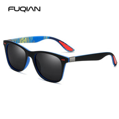 FUQIAN Hot Sale Polarized Sunglasses Men Women Classic Square Plastic Driving Sun Glasses Male Fashion Black Shades UV400