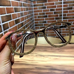 Myopia Hyperopia Women Sunglasses Vintage clear lens glasses ladies luxury rhinestone eyeglasses men optical Shades