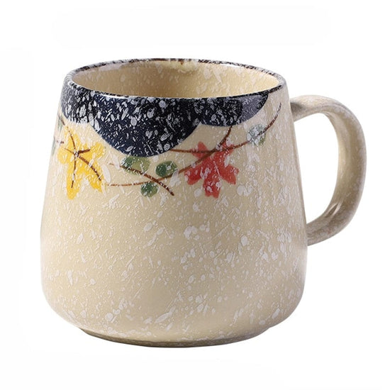 Vintage Coffee Mug Unique Japanese Retro Style Ceramic Cups, 380ml Kiln Change Clay Breakfast Cup Creative Gift for Friends - Wowza
