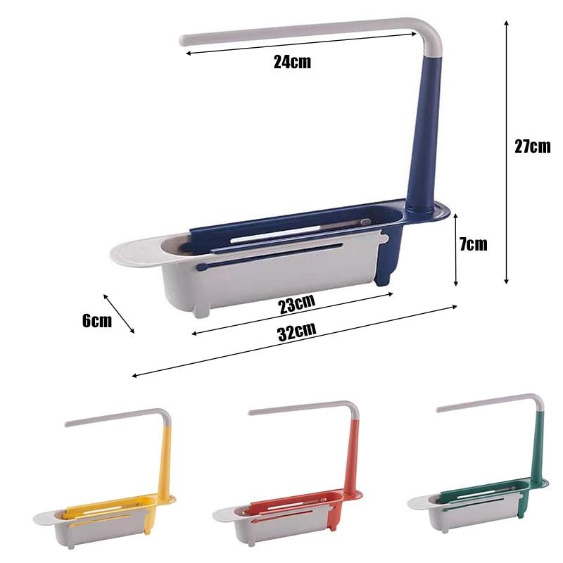 Telescopic Sink Drain Rack Soap Sponge Holder Organizer Sink Shelf Hanger Expandable Storage Basket Kitchen Tool - Wowza