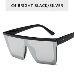 2025 Vintage Male Flat Top Sunglasses Men Brand Black Square Shades UV400 Gradient Sun Glasses For Women Cool One Piece Designer