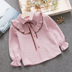 New Spring Summer 2022 Cotton Blouse for Big Girls Striped Clothes Children Long Sleeve School Girl Shirt Kids Tops 2-8 Years