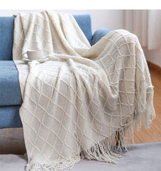 Inya Throw Blanket Textured Solid Soft Sofa Couch Bed Cover Decorative Nordic Knitted Blanket Weighted Christmas Decor Plaids