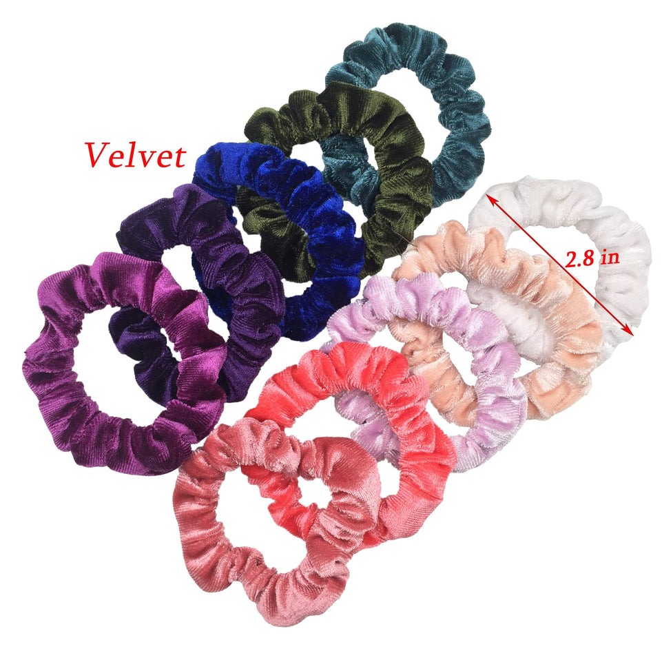 Scrunchies Set Hair Accessories Velvet Chiffon ties band Sequins organza Ponytail Holder Headwear No Crease Leopard Solid  10pcs