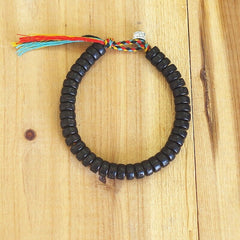 Handmade Tibetan Buddhist Braided Cotton Thread Lucky Bracelet Natural Coconut Shell Beads Carved OM Mani Padme Hum Bangle