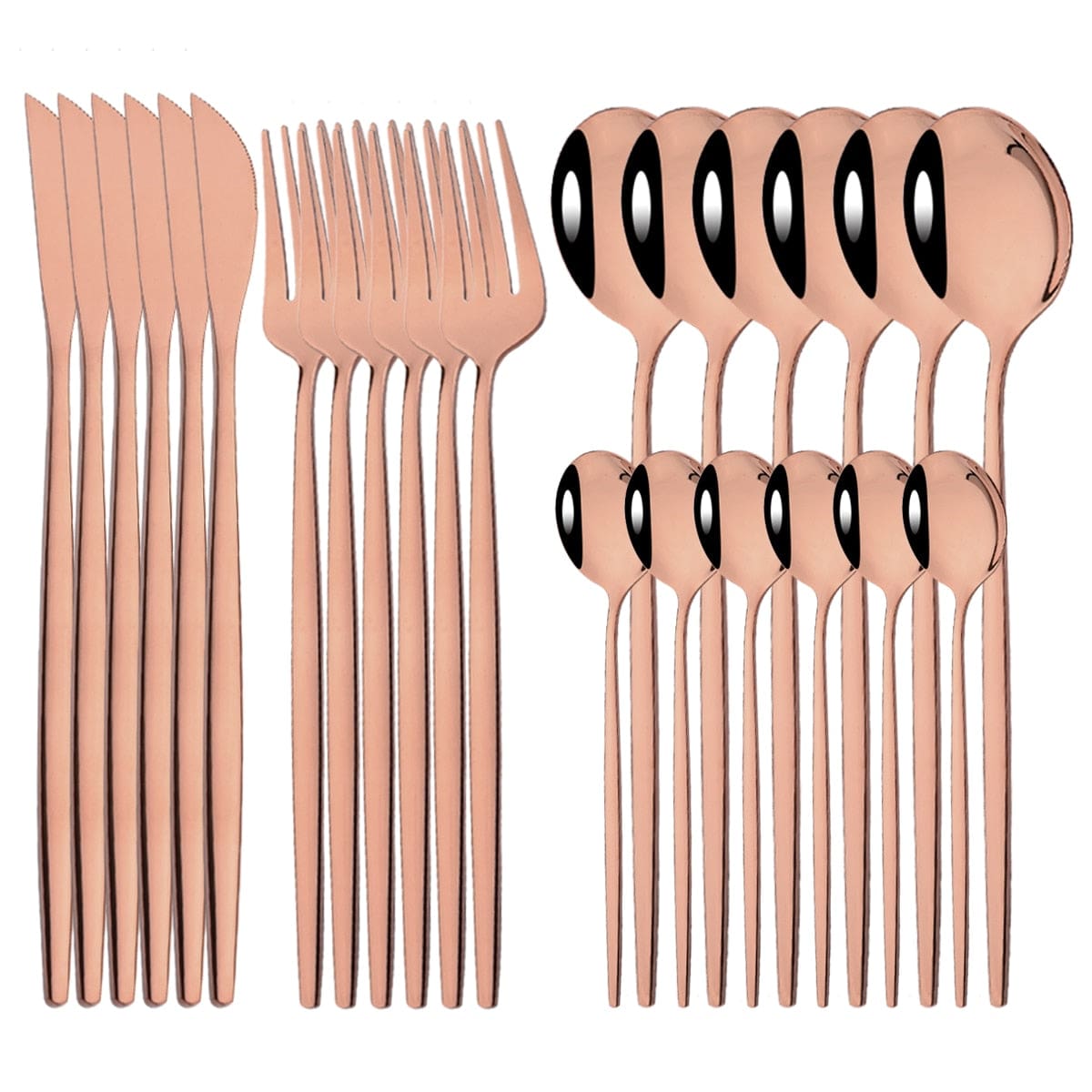 24Pcs Mirror Gold Dinnerware Cutlery Set Stainless Steel Tableware Set Knife Fork Coffee Spoon Party Flatware Silverware Set - Wowza