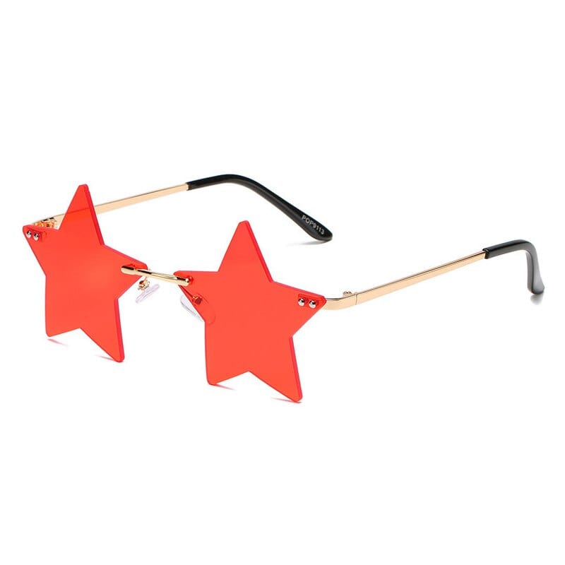 SO&EI Vintage Unique Star Shape Mirror Rimless Sunglasses Women Fashion Clear Ocean Lens Eyewear Men Trending Sun Glasses Shades