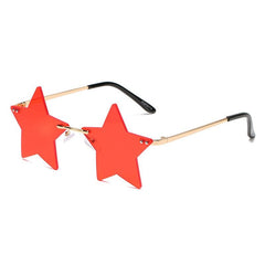 SO&EI Vintage Unique Star Shape Mirror Rimless Sunglasses Women Fashion Clear Ocean Lens Eyewear Men Trending Sun Glasses Shades