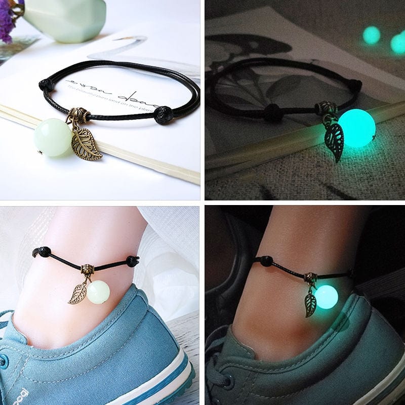 JUYA Simple Luminous Bead Anklets Bracelets For Women Men Adjust 10-24 cm Summer Beach Rope Chain Anklet Bracelet Jewelry