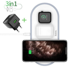 Hoco 3 in 1 Wireless Charger Pad Qi Fast Charging For iPhone 11 12 Pro Max XS XR Quick Charger For iWatch 5 4 3 2 1 Airpods Pro