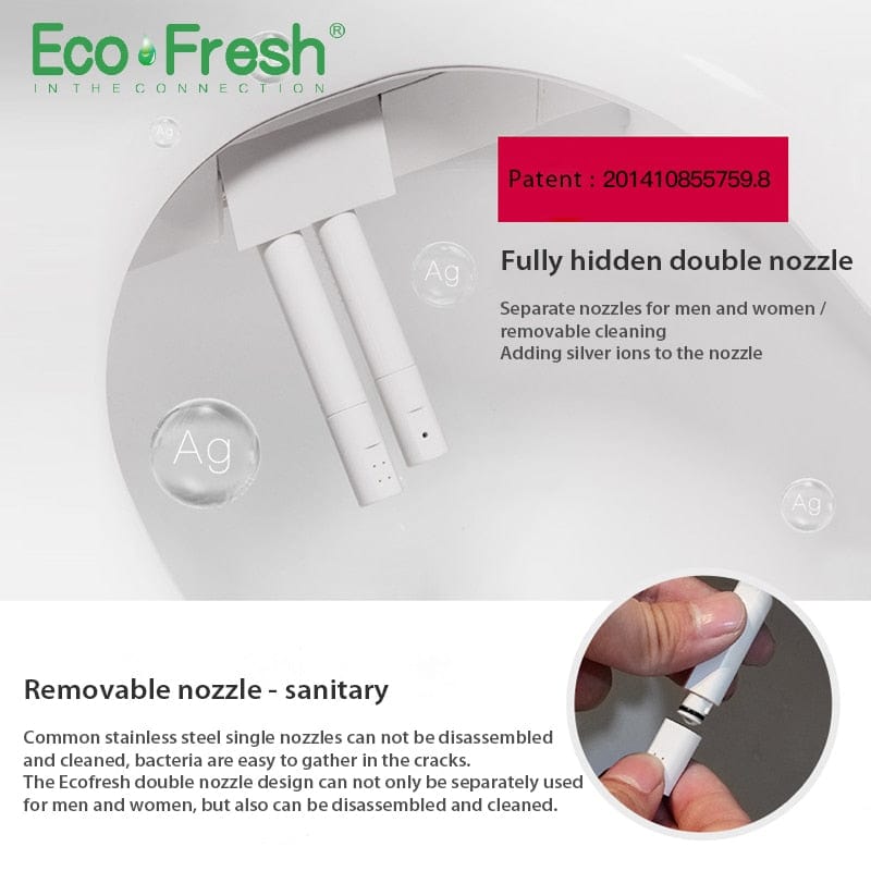 Ecofresh square smart toilet seat cover electronic bidet toilet bowls seat heating clean dry intelligent toilet lid for bathroom