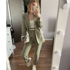 GCAROL Women Blazer And Guard Pants Sets Two Pieces OL Single Breasted Jacket Formal Suit Pleated Trousers Spring Autumn Winter