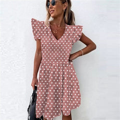 Summer Dress 2021 Women Ruffle Spring  Street Sexy Casual Slim Thin Beach Party O Neck Mini Polka Dot Dress Vestidos De Fiesta