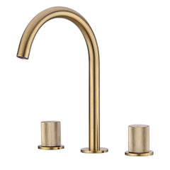 Basin Mixer Water Bathroom Sink Faucet Brushed Gold Brass Deck Mounted Dual Holder Three Hole Mixed Cold And Hot