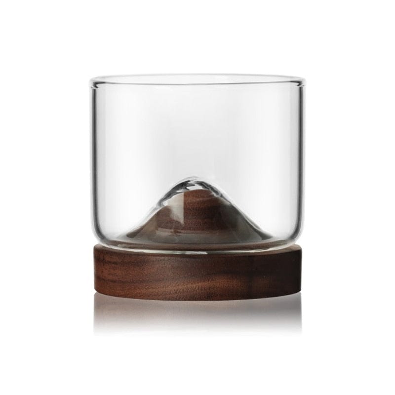 2020 Mountain-shaped wooden bottom glass small wine glass Irish whiskey glass whisky lovers wine glass 4oz drinking glasses - Wowza