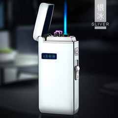 New Windproof Metal USB Lighter Torch Turbo Lighter Jet Dual Arc LED Lighter Gas Chargeable Electric Butane Pipe Cigar Lighter