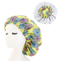 African Pattern Ankara Print Bonnet Women Night Sleep Cap Satin Lining Soft Extra Large Head Wear Ladies Headwrap Hair Care Hat