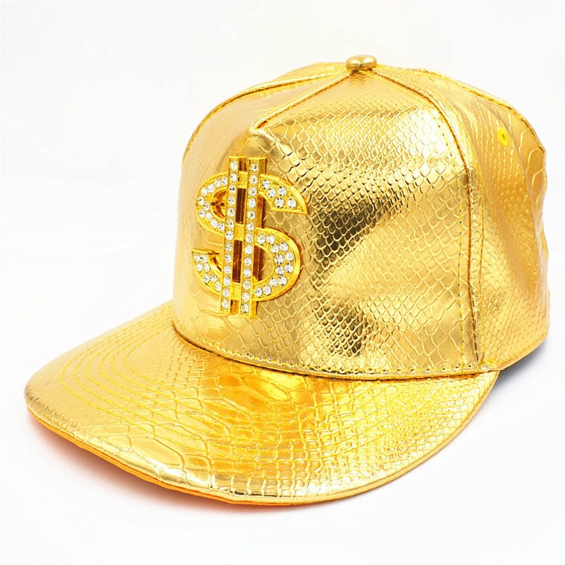 Doitbest Metal Golden dollar style men's Baseball Cap hip-hop cap leather Adjustable Snapback Hats for men and women