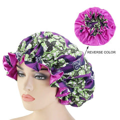 African Pattern Ankara Print Bonnet Women Night Sleep Cap Satin Lining Soft Extra Large Head Wear Ladies Headwrap Hair Care Hat