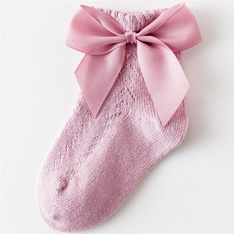 Summer Baby Girls Socks Toddlers Bow Long Sock Kids Knee High Soft Cotton Mesh Spanish Style Children 0-5 Years Breathable Socks