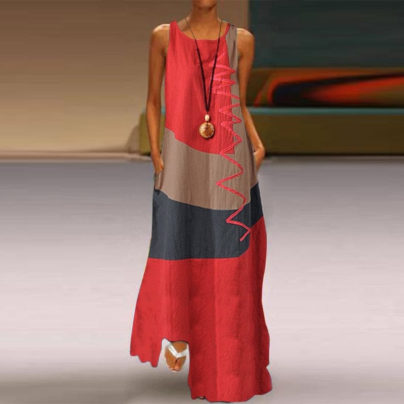 Women Patchwork Sundress ZANZEA 2023 Summer Maxi Dress Kaftan Casual Sleeveless Tunic Vestido Female 100% Cotton Robe